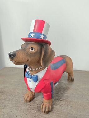 Patriotic 4th of July Dachshund wearing hat and suit Figurine